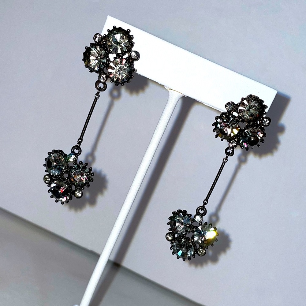 Smoke Colored Crystal Dangle Pierced Earrings